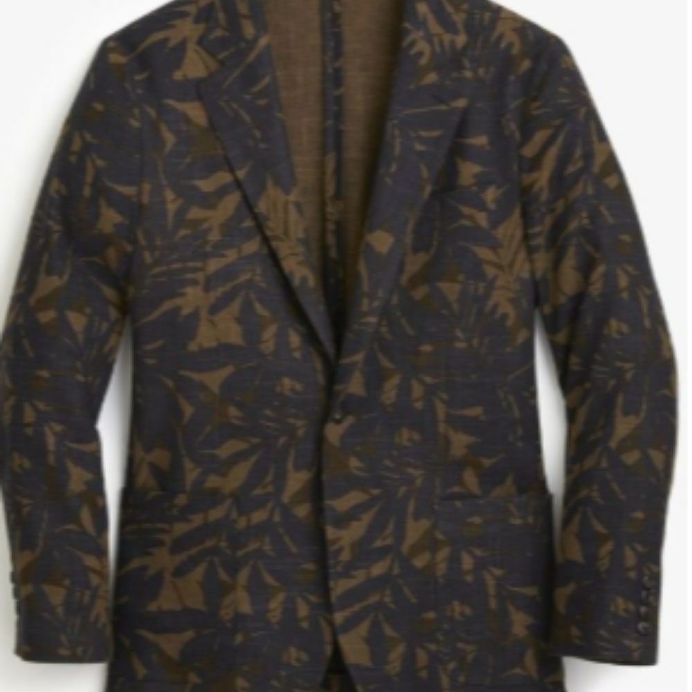 J.CREW Ludlow blazer linen leaf camo navy blue bro